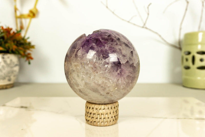 Amethyst Crystal Sphere with Deep Purple and Large Amethyst Points collective