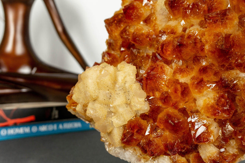 Deep Orange Citrine Cluster with Calcite and X Large Citrine Points, Aaa Grade collective