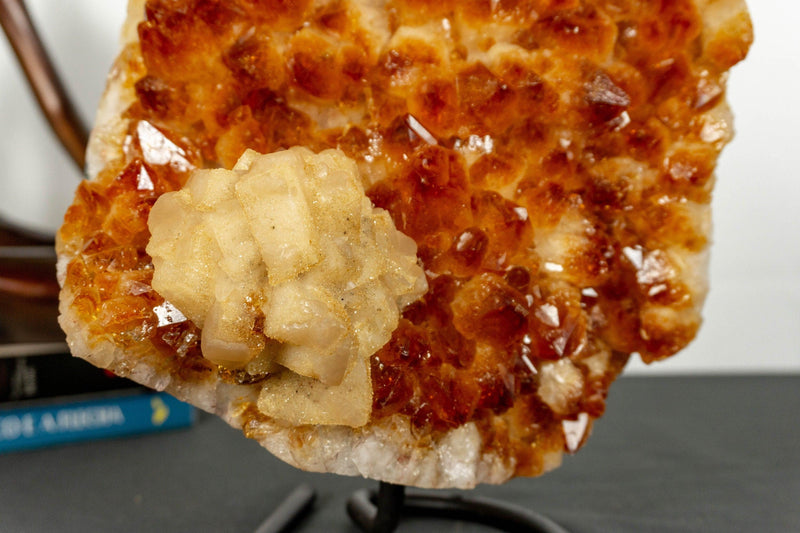 Deep Orange Citrine Cluster with Calcite and X Large Citrine Points, Aaa Grade collective