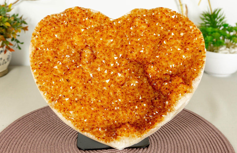 Large Citrine Heart with Citrine Flowers (Stalactite) and Deep Orange Color collective