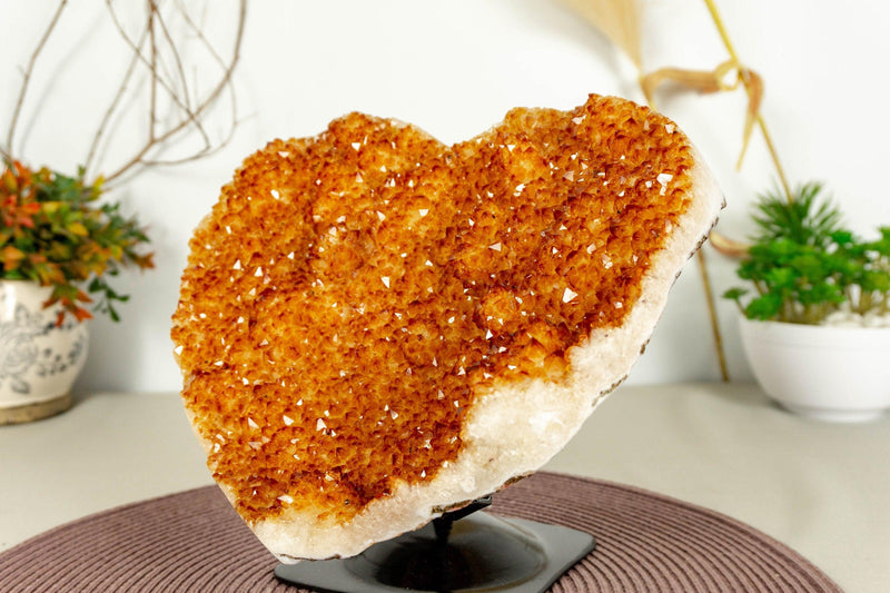 Large Citrine Heart with Citrine Flowers (Stalactite) and Deep Orange Color collective