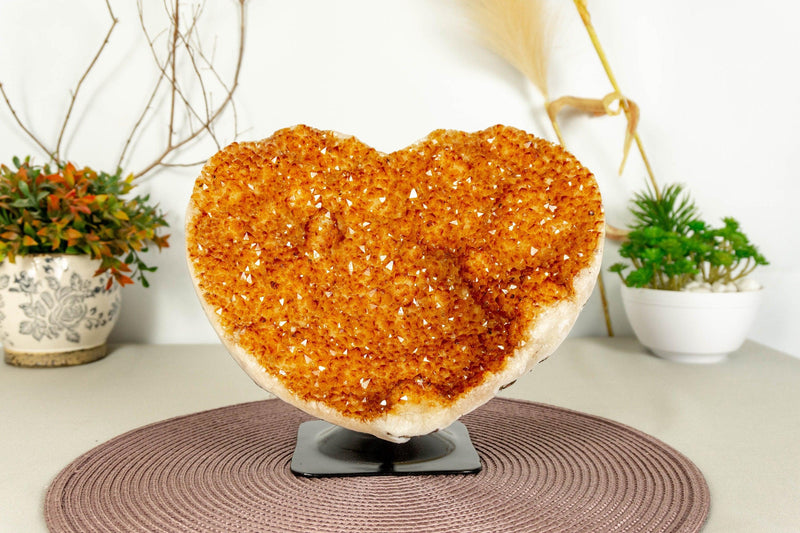 Large Citrine Heart with Citrine Flowers (Stalactite) and Deep Orange Color collective