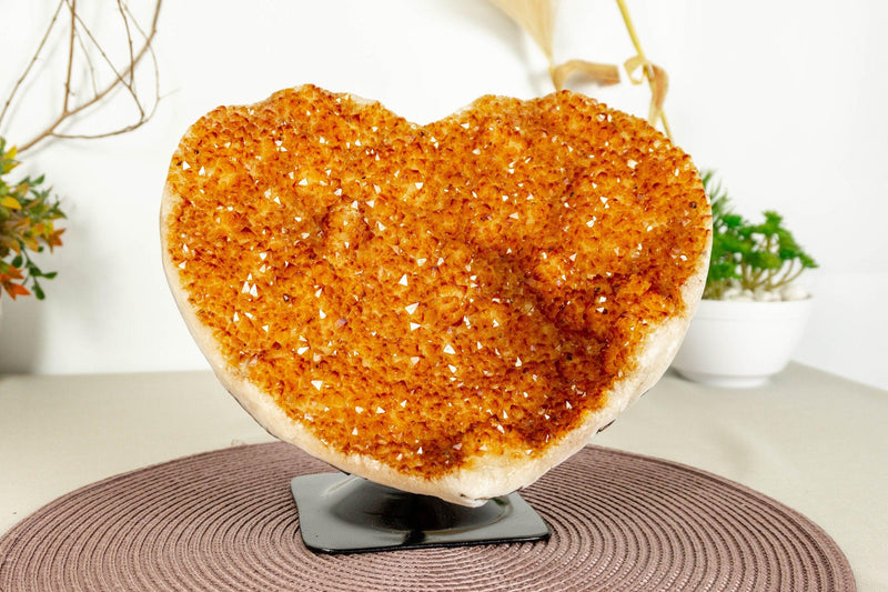 Large Citrine Heart with Citrine Flowers (Stalactite) and Deep Orange Color collective