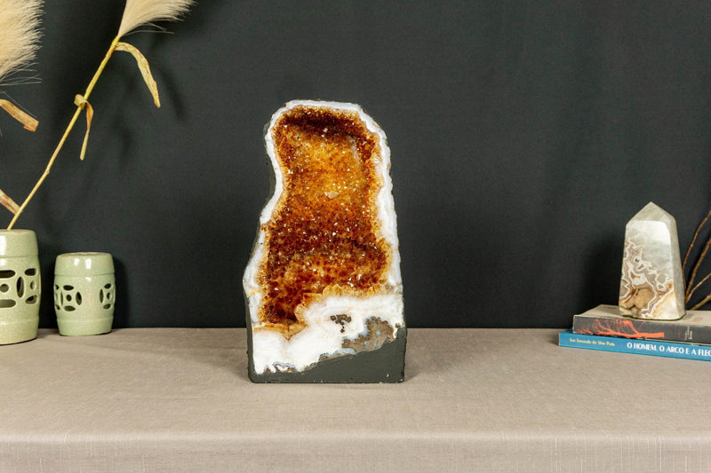 Citrine Crystal Geode with Flowers and Calcite | E2D i_did