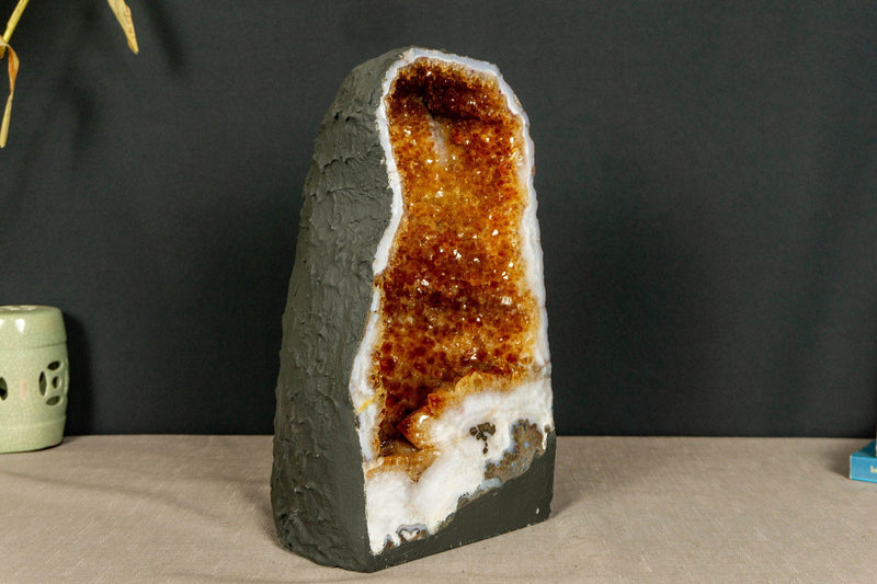 Citrine Crystal Geode with Flowers and Calcite | E2D i_did