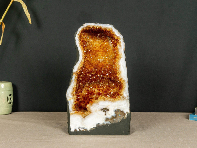 Citrine Crystal Geode with Flowers and Calcite | E2D i_did