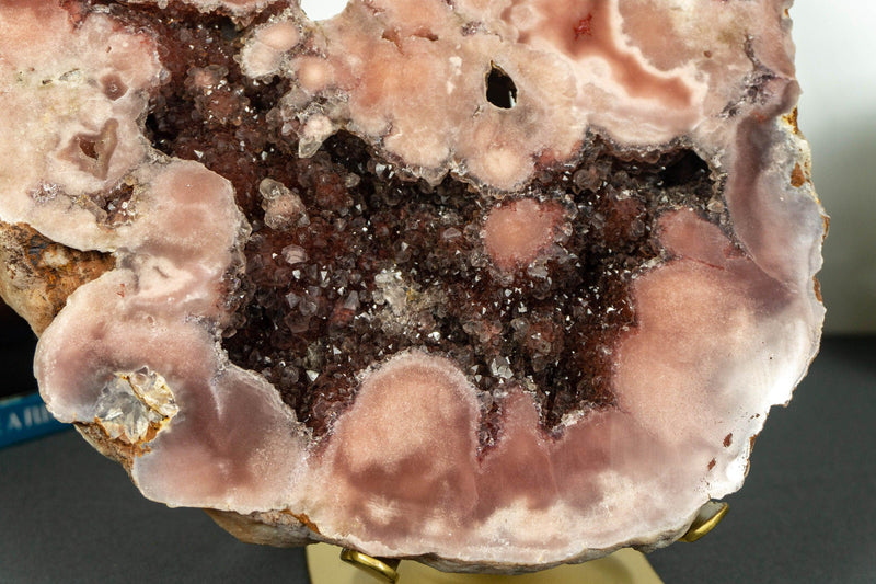 Aaa Pink Amethyst Geode with Red and Pink Amethyst Druzy, Rare collective