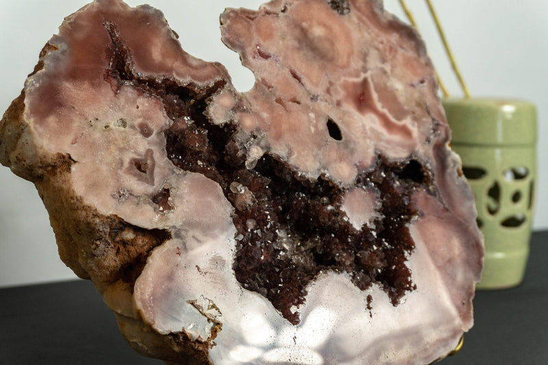 Aaa Pink Amethyst Geode with Red and Pink Amethyst Druzy, Rare collective