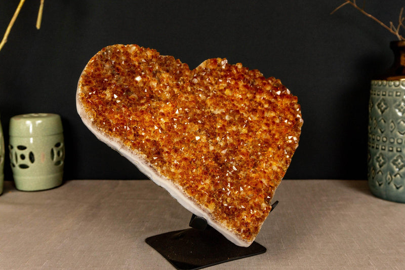 Large Citrine Heart with Deep Orange Color, AA Grade Quality collective