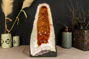 Orange Citrine Crystal Cathedral Geode with Calcite i_did