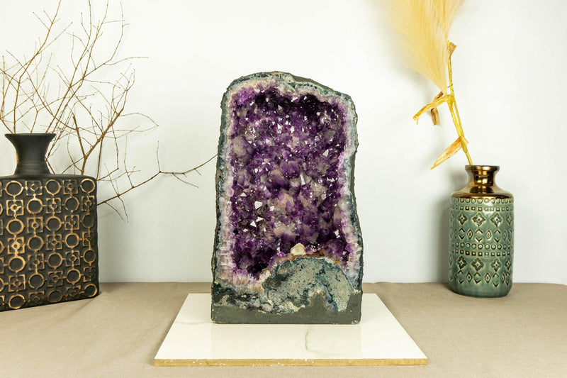 Pair of  Amethyst Cathedral Geodes, Deep Purple Aa Quality Amethysts collective