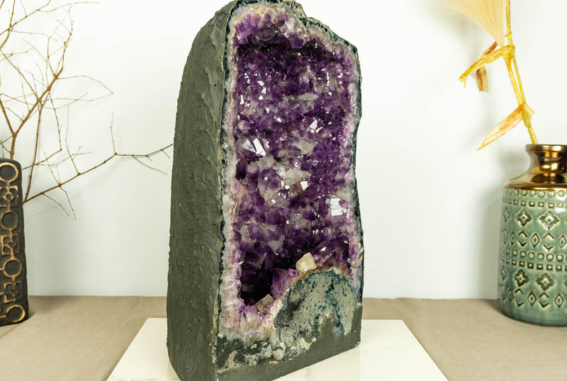 Pair of  Amethyst Cathedral Geodes, Deep Purple Aa Quality Amethysts collective