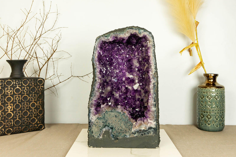 Pair of  Amethyst Cathedral Geodes, Deep Purple Aa Quality Amethysts collective