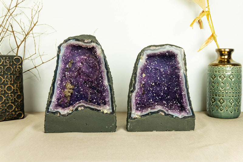 Deep Purple Amethyst Cathedral Geode with Banded Agate, Aa Grade collective