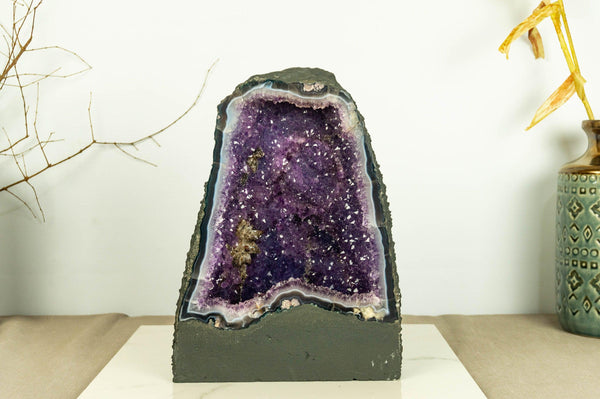 Deep Purple Amethyst Cathedral Geode with Banded Agate, Aa Grade collective