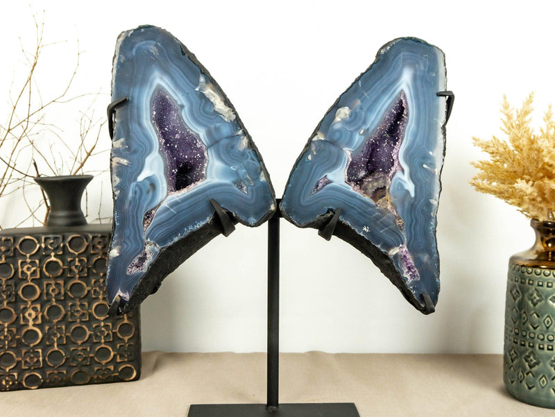 Lace Agate Butterfly Wings, Banded Agate Butterfly Geode i_did