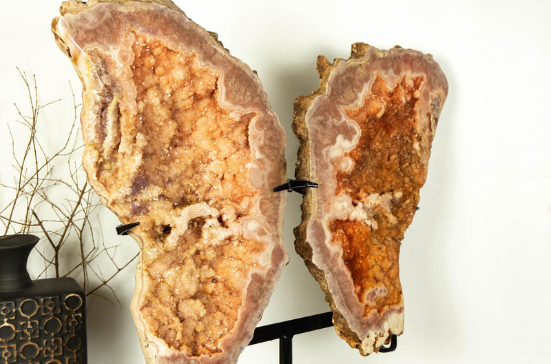 Pink Amethyst Geode Wings, Butterfly Angel Wings, Aaa Collector Grade collective