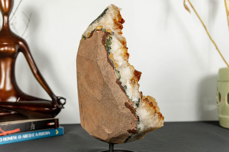 Deep Orange Citrine Cluster with Calcite and X Large Citrine Points, Aaa Grade collective