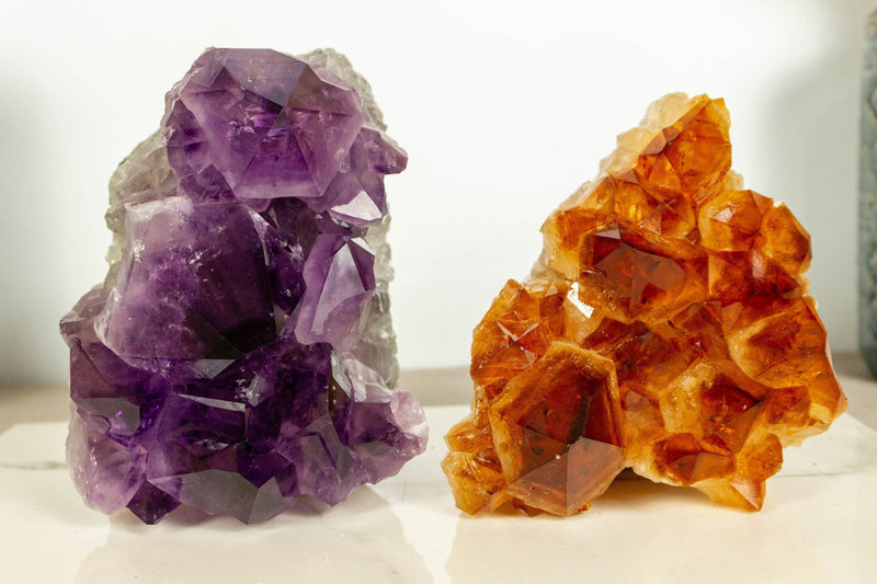 Set of Aaa Amethyst and Citrine Clusters with X Large Points collective