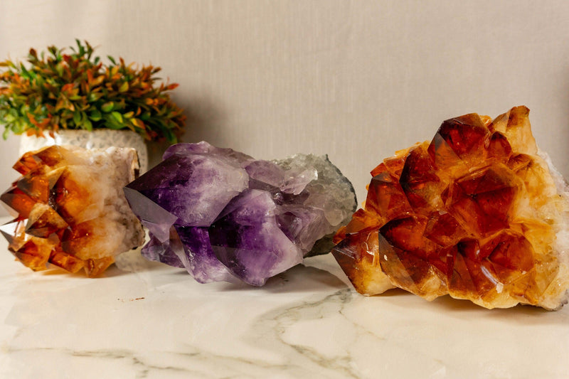 Set of Aaa Amethyst and Citrine Clusters with X Large Points collective