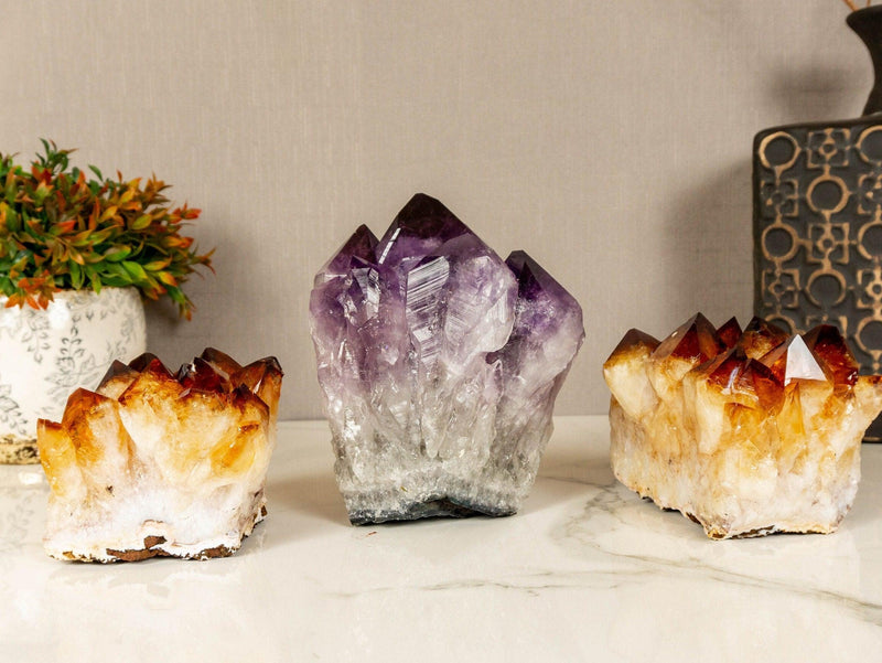 Set of Aaa Amethyst and Citrine Clusters with X Large Points collective