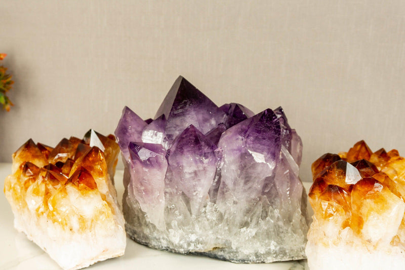 Set of Aaa Amethyst and Citrine Clusters with X Large Points collective