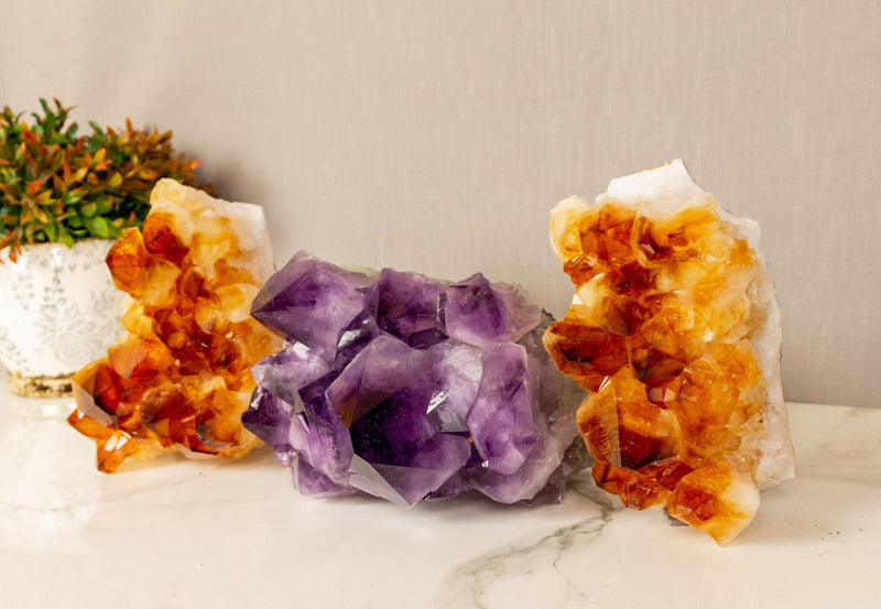 Set of Aaa Amethyst and Citrine Clusters with X Large Points collective