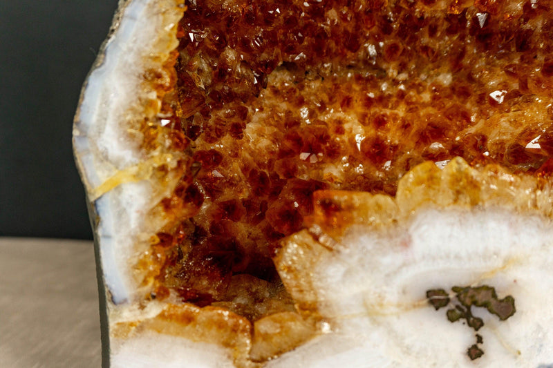 Citrine Crystal Geode with Flowers and Calcite | E2D i_did