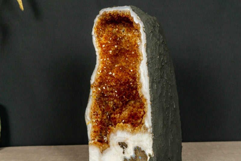 Citrine Crystal Geode with Flowers and Calcite | E2D i_did