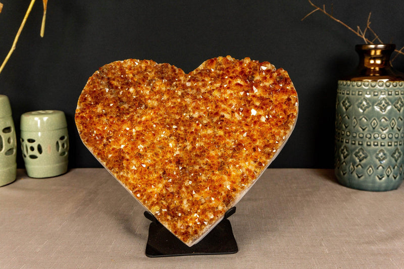 Large Citrine Heart with Deep Orange Color, AA Grade Quality collective
