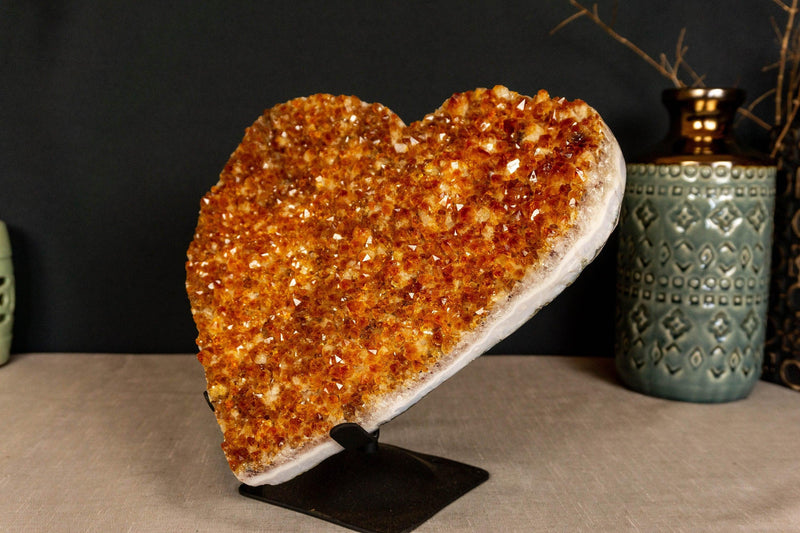 Large Citrine Heart with Deep Orange Color, AA Grade Quality collective