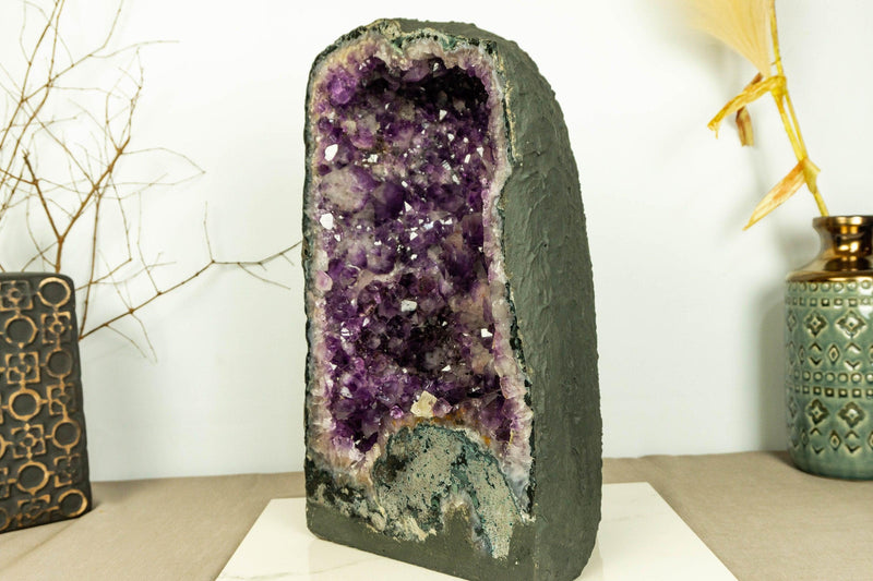Pair of  Amethyst Cathedral Geodes, Deep Purple Aa Quality Amethysts collective