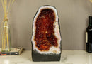 Deep Orange (Cognac) Citrine Crystal Geode with Calcite and Flowers i_did