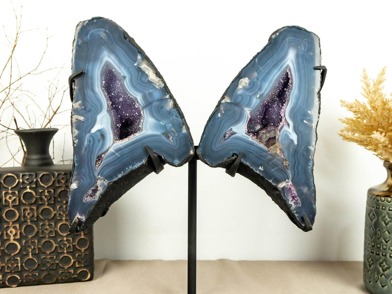 Lace Agate Butterfly Wings, Banded Agate Butterfly Geode i_did