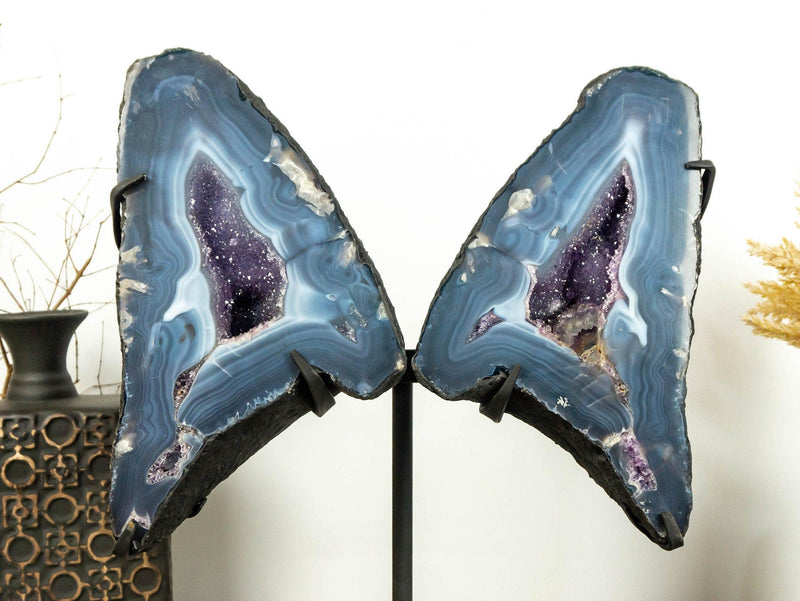 Lace Agate Butterfly Wings, Banded Agate Butterfly Geode i_did