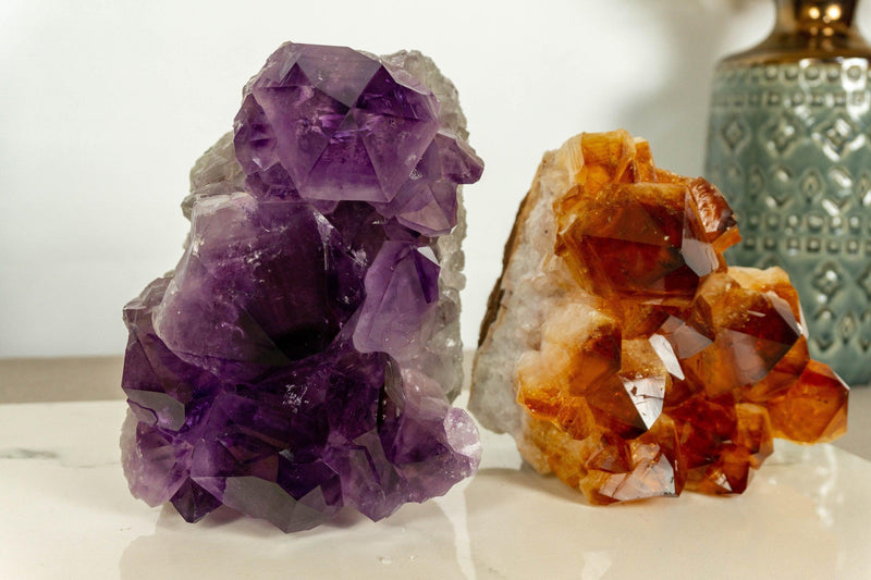 Set of Aaa Amethyst and Citrine Clusters with X Large Points collective