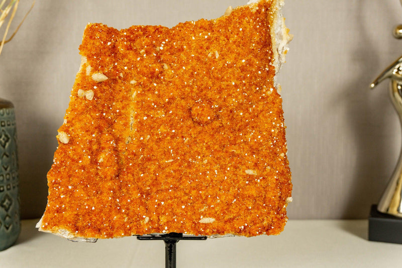 Deep Orange Citrine Cluster, High Quality with Galaxy Druzy Citrine Crystal collective