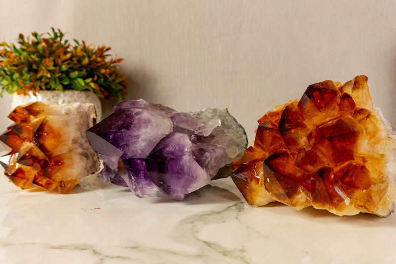 Set of Aaa Amethyst and Citrine Clusters with X Large Points collective