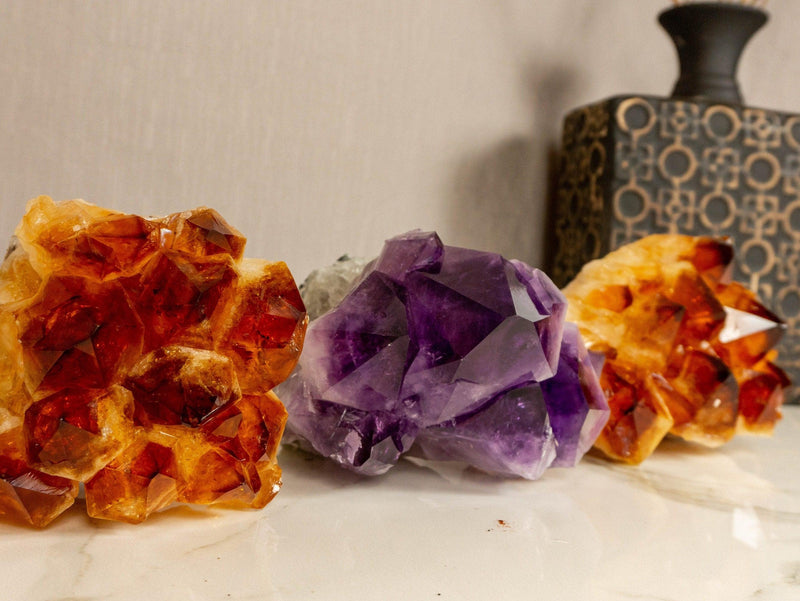 Set of Aaa Amethyst and Citrine Clusters with X Large Points collective