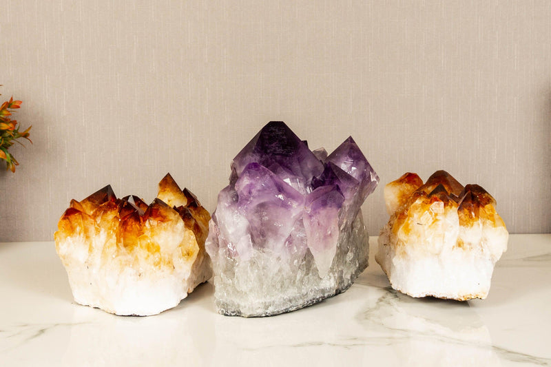 Set of Aaa Amethyst and Citrine Clusters with X Large Points collective