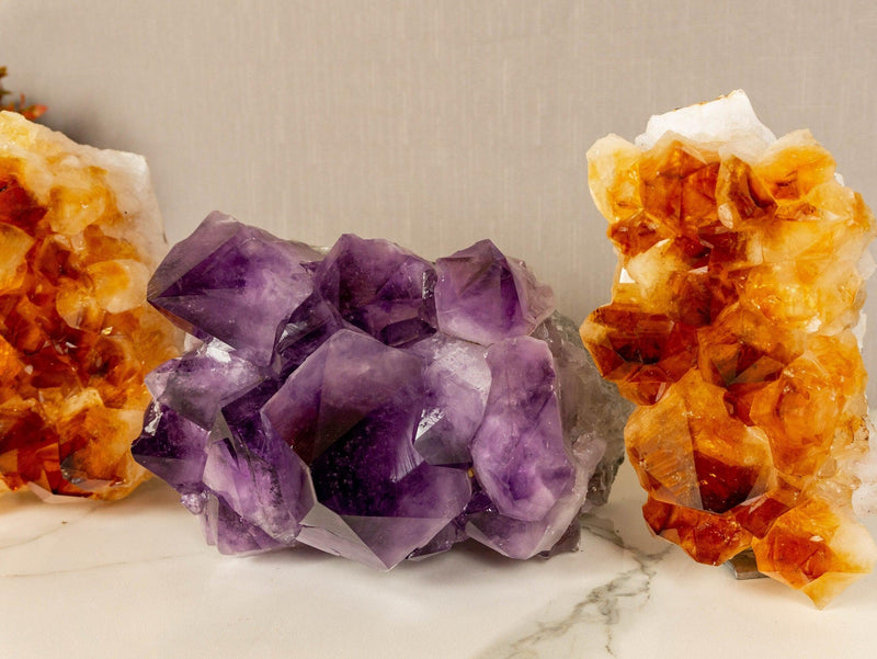 Set of Aaa Amethyst and Citrine Clusters with X Large Points collective