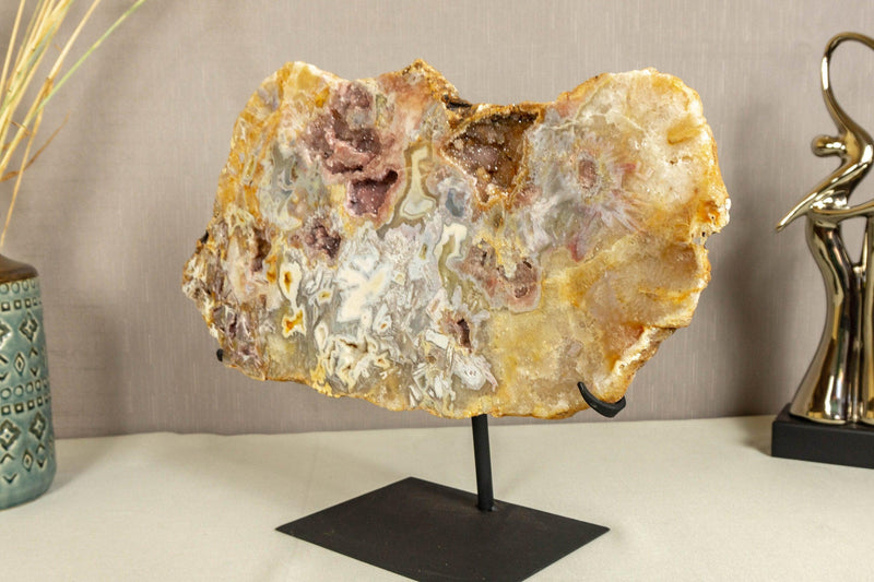 Pink Amethyst Slab on Stand of Aaa World Class Quality collective