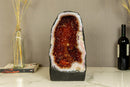Deep Orange (Cognac) Citrine Crystal Geode with Calcite and Flowers i_did