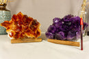Set of Aaa Amethyst and Citrine Clusters with X-Large Druzy collective