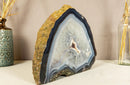 Lace Agate Geode Slice with Blue and White Banded Agate and Amethyst Druzy collective