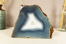 Lace Agate Geode Slice with Blue and White Banded Agate collective