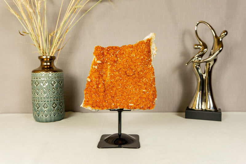 Deep Orange Citrine Cluster, High Quality with Galaxy Druzy Citrine Crystal collective