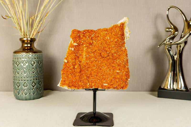 Deep Orange Citrine Cluster, High Quality with Galaxy Druzy Citrine Crystal collective