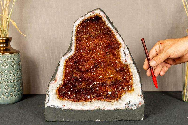 Citrine Cathedral Geode with Stalactite Flowers, Aaa Grade Orange Citrine i_did