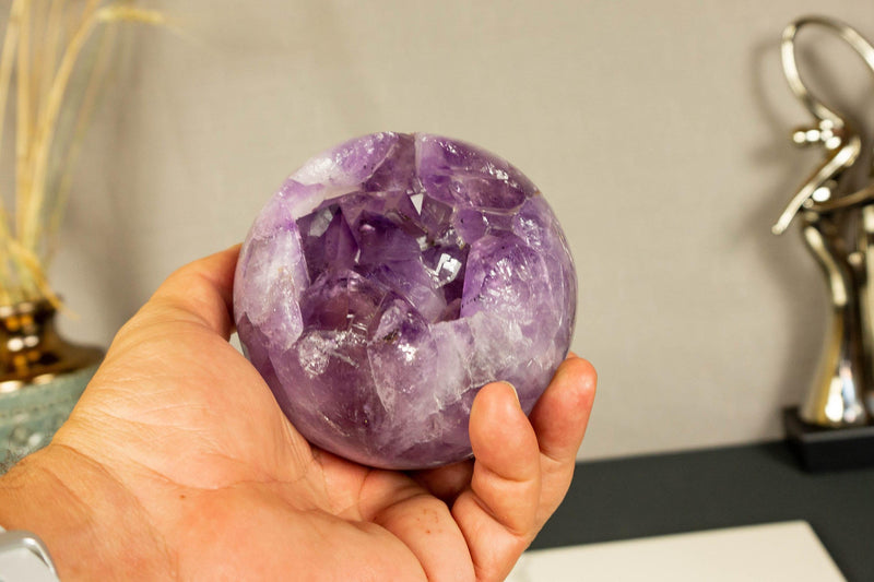 Amethyst Sphere with Deep Purple and Large Amethyst Points collective